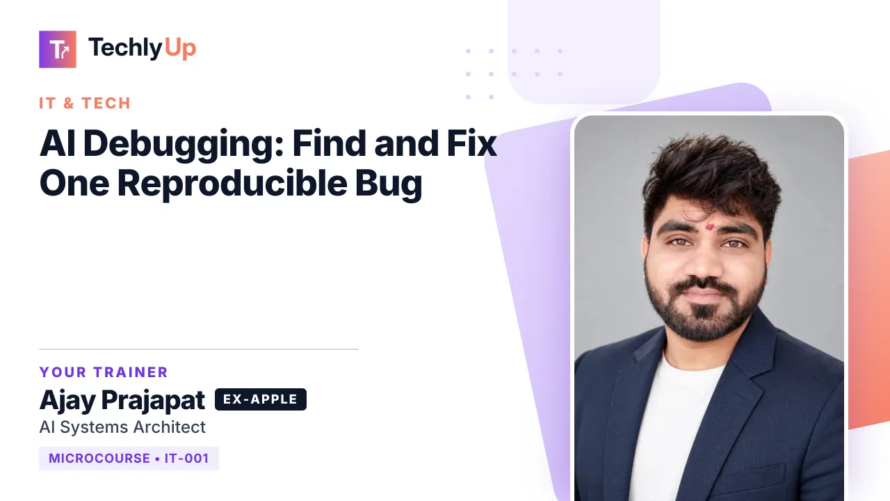 AI Debugging: Find and Fix One Reproducible Bug — microcourse thumbnail